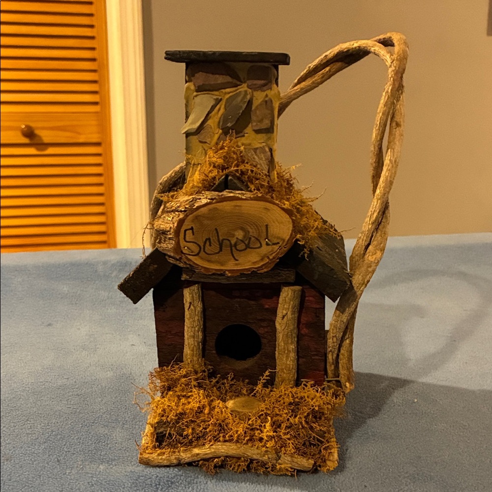 Charming Rustic Schoolhouse Birdhouse Decor